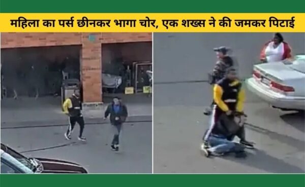 एक अनजान शख्स ने महिला का पर्स छीनकर भाग रहे चोर को पकड़कर जमकर की पिटाई..