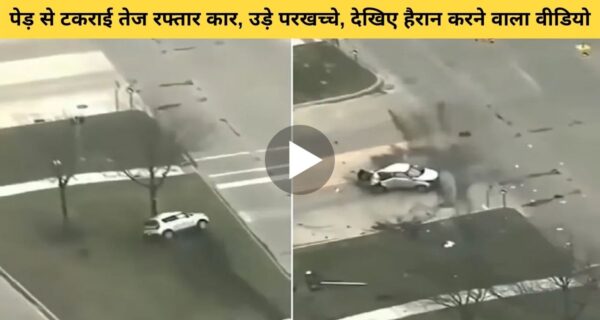 अपनी तेज रफ्तार के कारण गाड़ी जा टकराई पेड़ से और उड़ गए परखच्चे