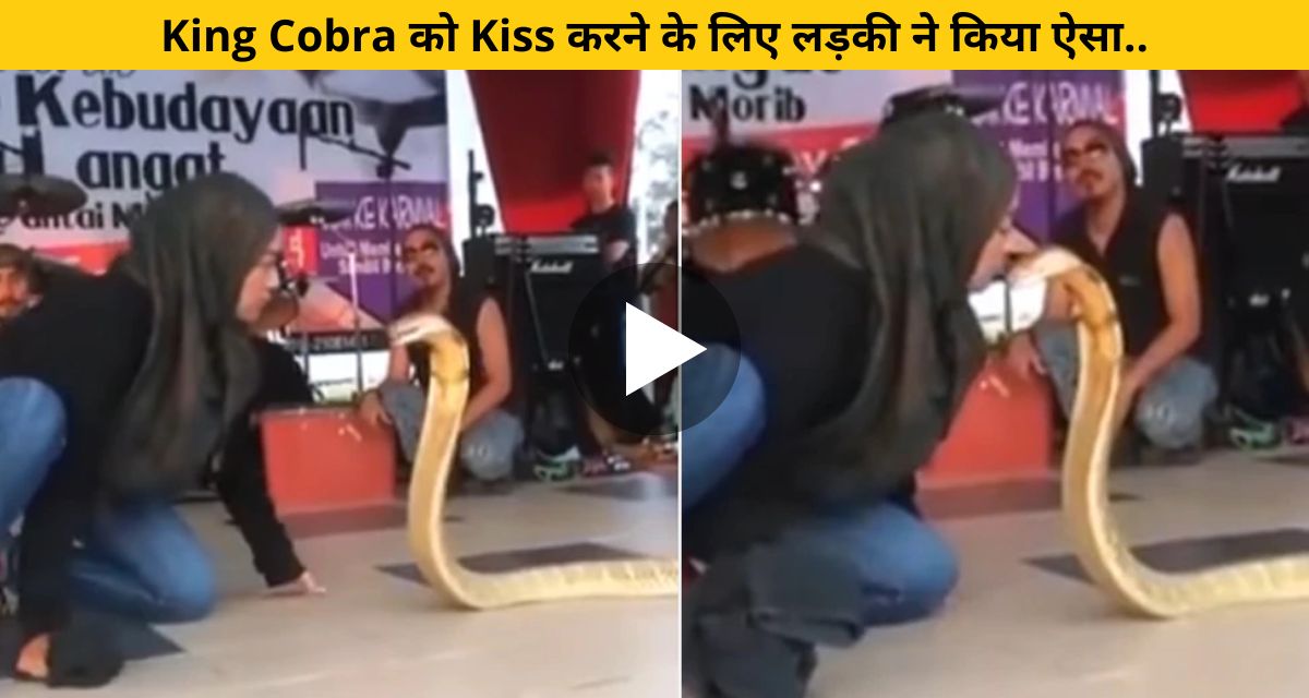 girl seen kissing snake